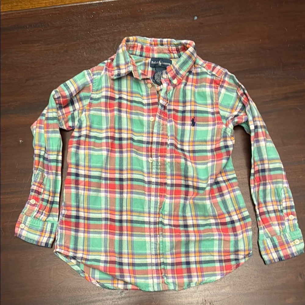 Ralph Lauren light cotton plaid boys shirt size 7